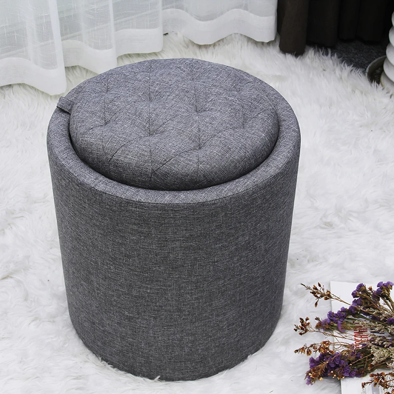 HStex Custom Modern Fancy Stool 2021 Classic Round Velvet Gold Based Pouf Puff Fabric Ottoman Cushion Velvet Seat