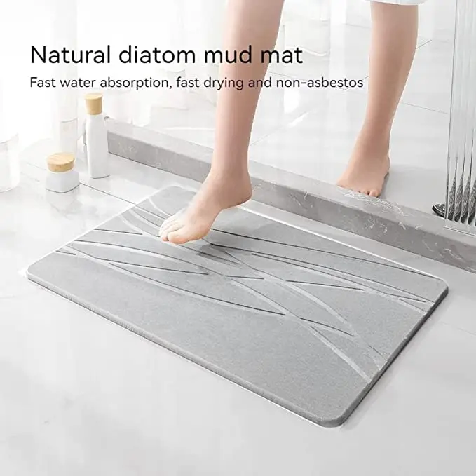 Hot Selling Diatomaceous Earth Bath Mat Nonslip Engraved Stone Bath Mat Super Absorbent Quick