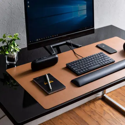 Desk Pad Tan Leather, Desk Mat, Mouse Keyboard Pad, Blotter