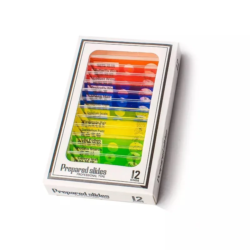 Набор пластиковых слайдов для микроскопа, 1 коробка из 12 шт.