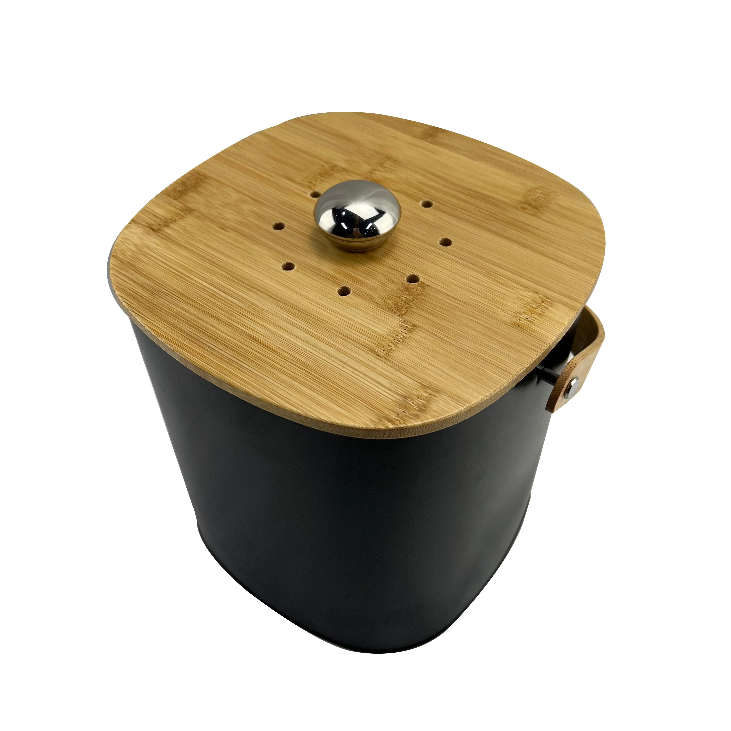 Stainless Steel Countertop Compost Bin with Lid Standing Structure Kitchen Storage Bucket for Garbage Recycling