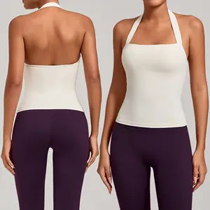 Custom Logo Sexy Women's Fitness Workout Vest Breathable Sportswear Compression Tank Top with Removable Padding