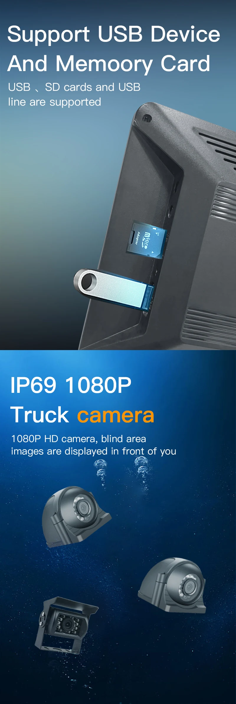一部予約販売中】 ee-SHOP4K RV Backup Camera System with 10.36'' Monitor for Truck  Bus Trailer Rear Side View AHD Splits Touch Screen DVR Recording IP69 W 
