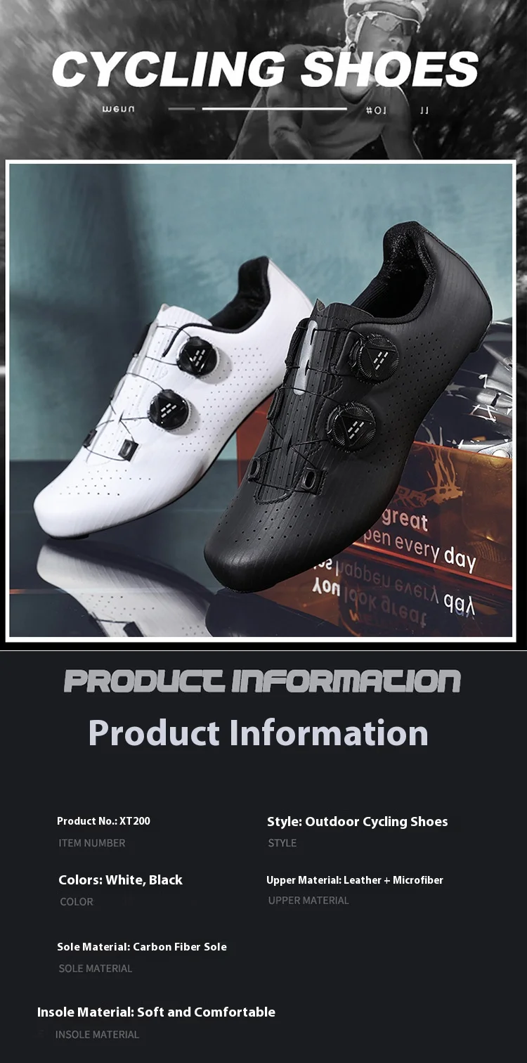 Fashion Breathable Carbon Fiber Road Lock Outdoor Shock-Absorbing Hard-Soled Dynamic Cycling Shoes for Sportwear Customization