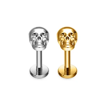 ASTM F136 Titanium Skull Cartilage Earring Dainty Helix Tragus Labret Stud Piercing Body Jewelry