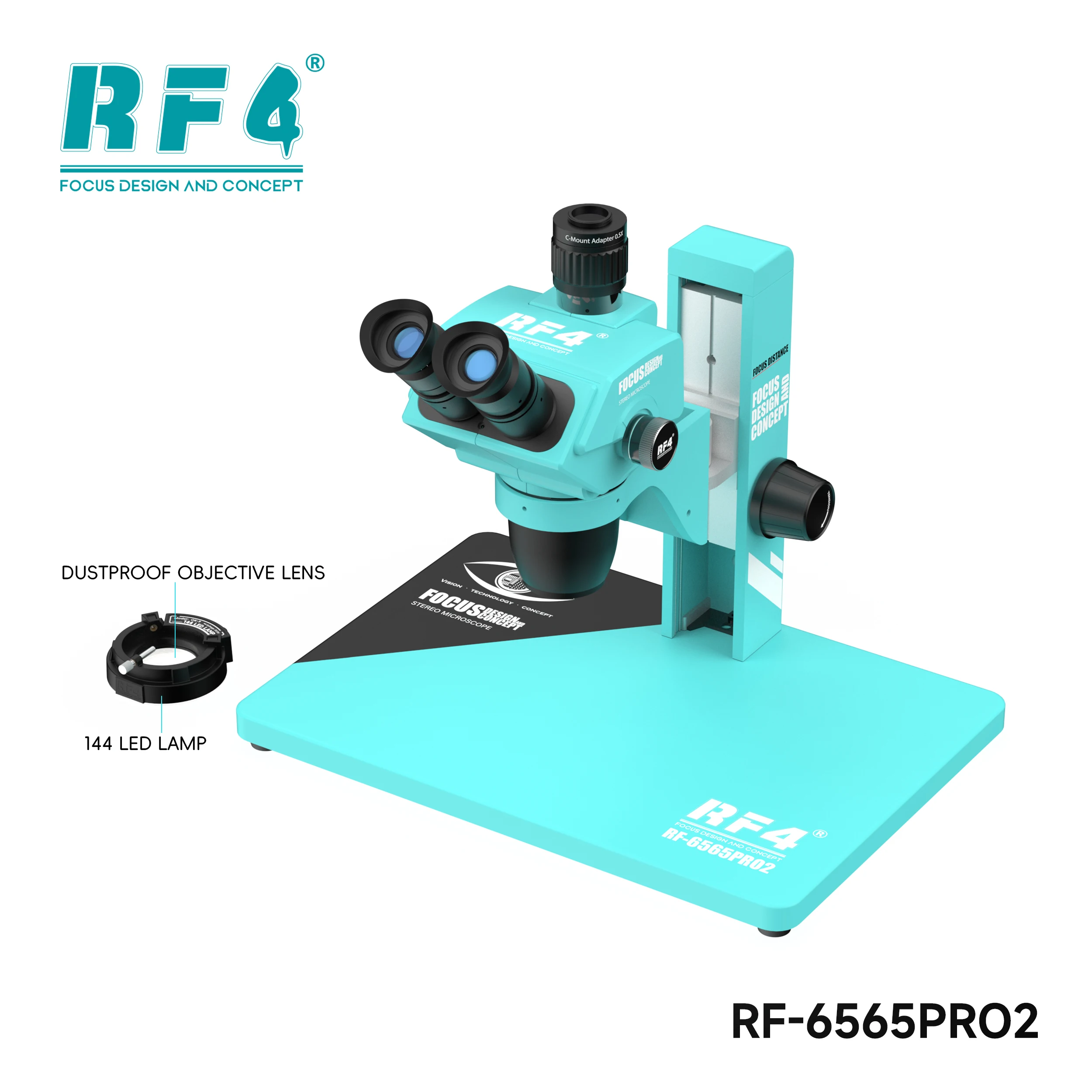 RF4 RF-6565PRO2 6.5-65X ZOOM Trinocular Stereo Microscope