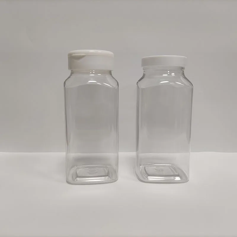 Factory in Stock 16oz PET Plastic Square Bottle Wide Mouth Packaging Bottles