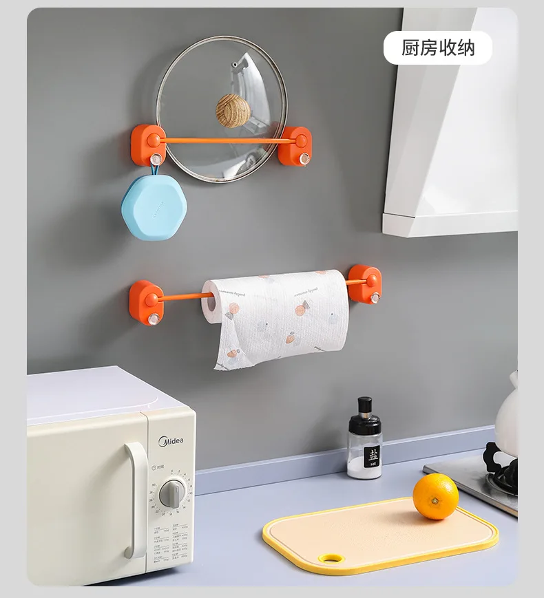 Perforation-free towel rack Bathroom wall hanging Bathroom towel single pole shelf Toilet toilet storage rack factory