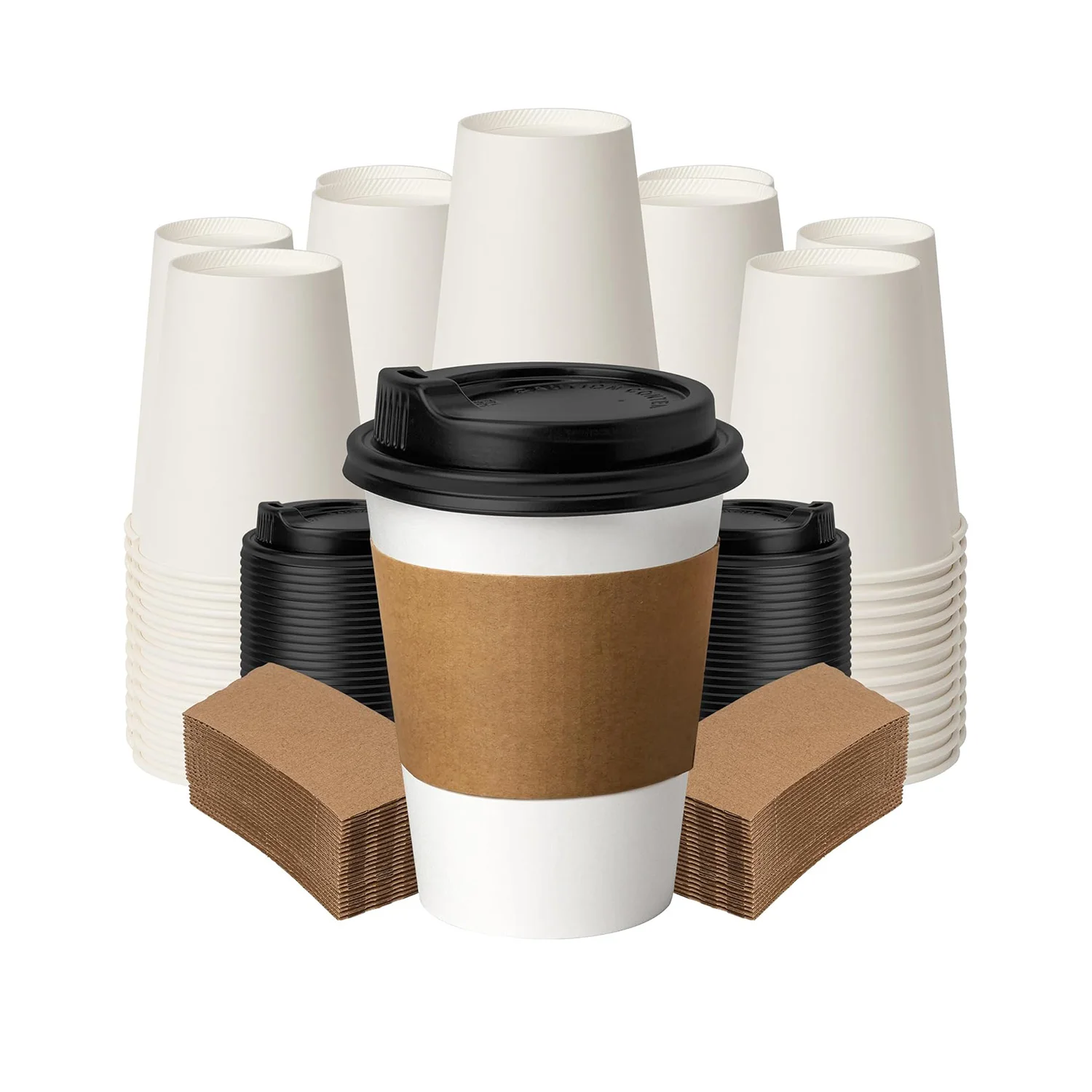 Customizable Beverage Cup Sleeve Disposable Kraft Cardboard Commercial Drink Holder With Logo Print
