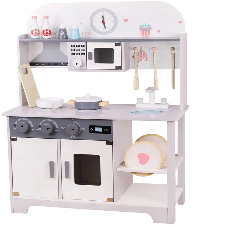 New Style Wooden Kitchen Set for Kids Pretend Play Happy Kitchen Toys Christmas Gift