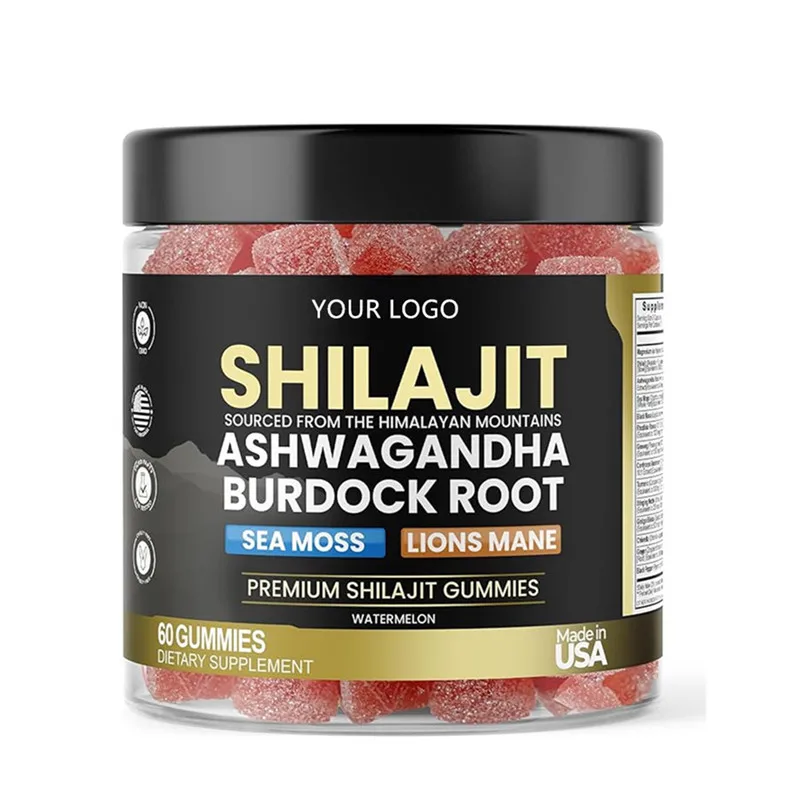 OEM Private Label Organic Shilajit Ashwagandha Burdock Root Gummies Sea Moss Lions Mane Premium Shilajit Gummies Organic