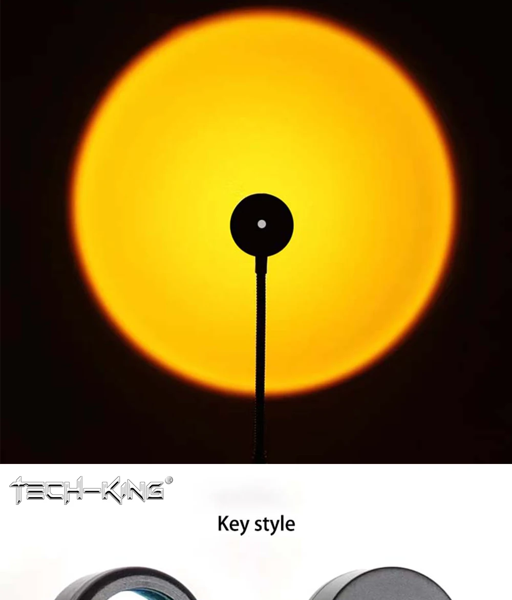 TECH-KING RGB Mini Portable Table Rainbow USB Led Light Projector Sunset Red Light Sunset Yellow atmosphere light
