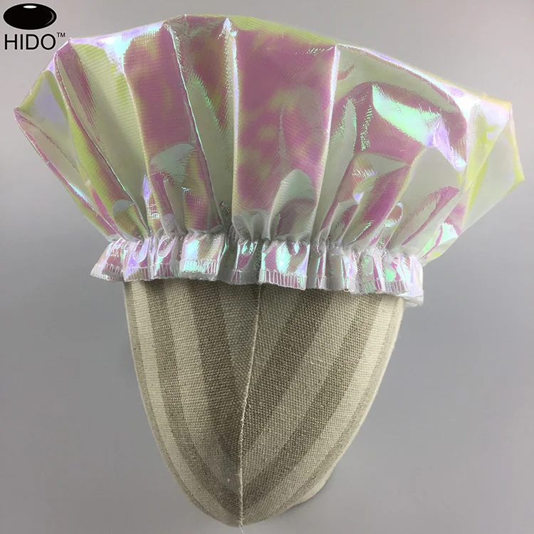 Hot Selling Iridescent Reusable Double Layer Bath Cap Shower Cap