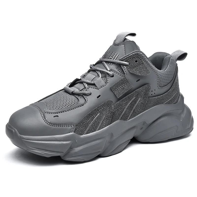 Brand Logo Custom Height Increasing Men Fashion Casual Sneakers Blank Leather Chunky Breathable Sports Running Shoes for Man