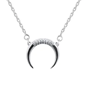 Wholesale 925 Sterling Silver Rhodium Plated Necklaces Fashionable Jewelry New Moon African Necklace