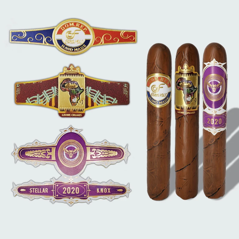 Custom Cigar Label Embossed Gold Cigar Bands Paper Cigar Label Printing