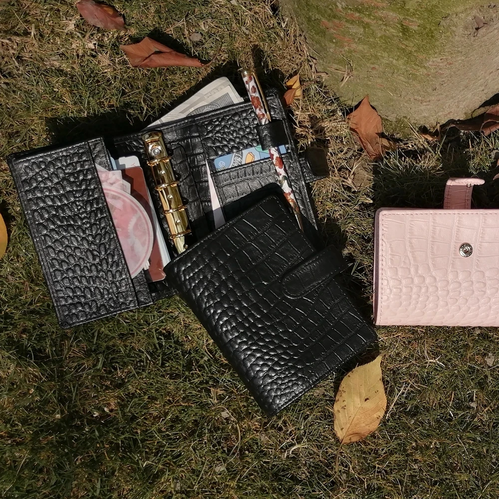 Мини-кошелек с 5 кольцами складной кошелек портативный блокнот органайзер для заметок кольцо из искусственной