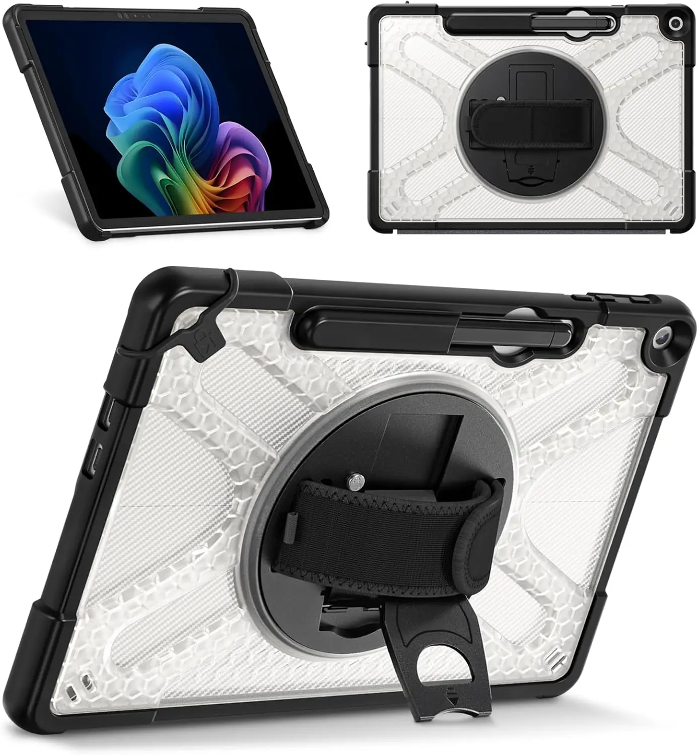 Protective case for Microsoft Surface Pro 12-inch 360° rotating stand shockproof cover with wrist strap and pen holder