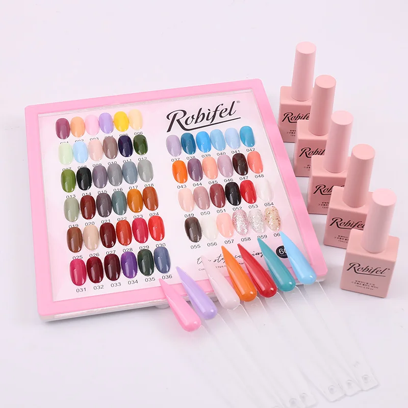Robifel Free Customized Logo Professional Salon 60 Color UV Gel Polish Nail Set