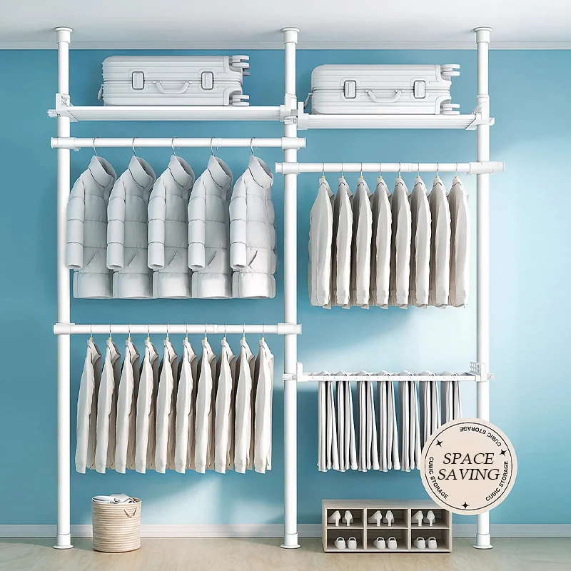 Diy Modern Garderobe Small Space Closet System Entrance Bedroom Metal Open Wardrobe