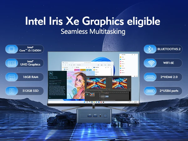 Geekom IT12 Mini Computer Mini PC I712650-321T DDDR4 32G SSD 1TB Windows 11 Pro HDMI UHD Graphics Support WiFi 6E BT 5.2 Mini PC