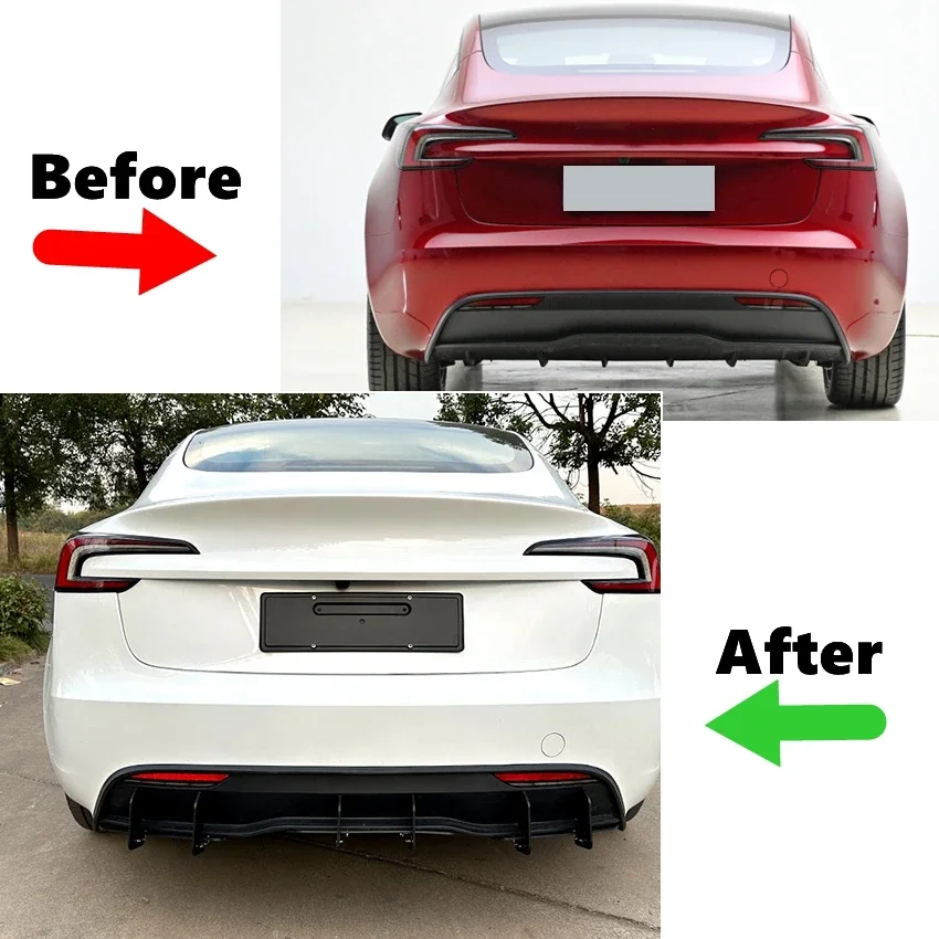 Car Rear Bumper Diffuser Lip Rear Side Splitters Spoiler Lip for Tesla ...