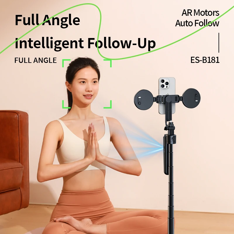 ES-B181 360 rotation extendable selfie stick tripod stand ai auto face tracking gimbal stabilizer subhandle wireless remote