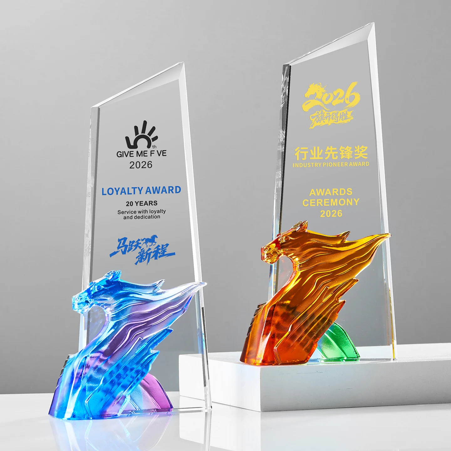 product new creative high quality decorations with horse models luxurious ornaments awards crystal trophies-12