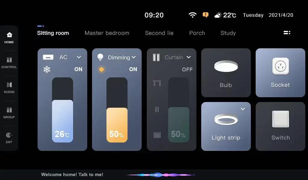 Glomarket Tuya Smart 7 Inch Home Zigbee Gateway Wifi Smart Control Panel Multi-Function Ble Music Wall Touch Screen Center