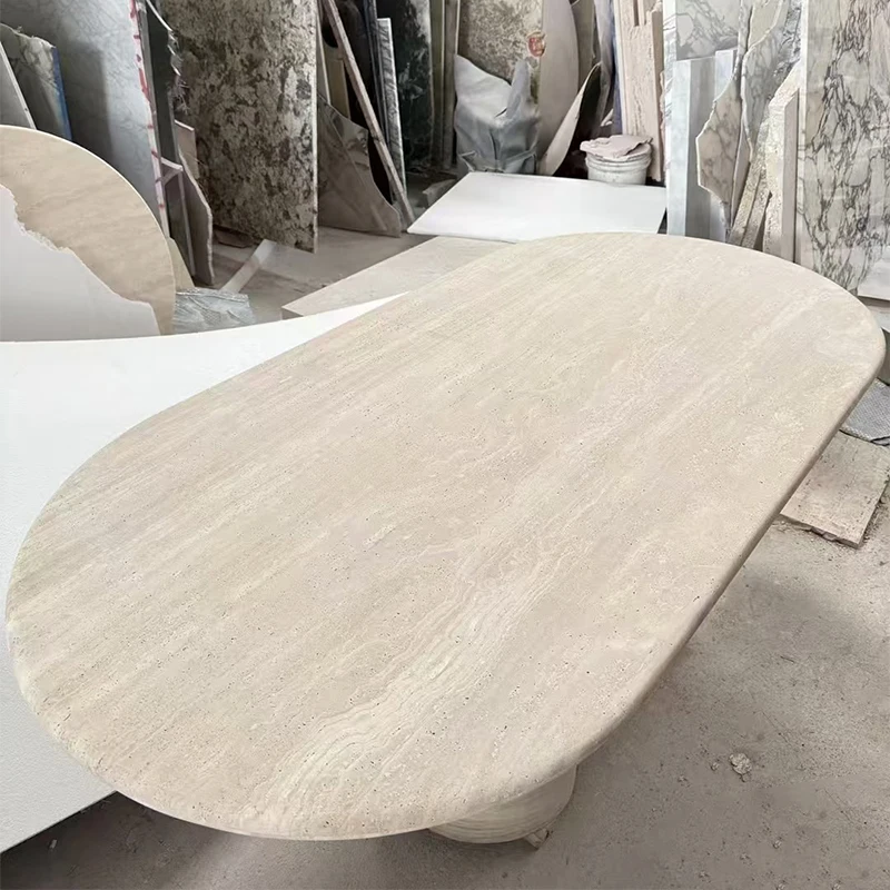 product modern minimalist nature stone myra beige travertine coffee table dining table for living room and dining area469-4