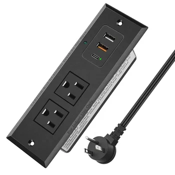 ETL Listed Recessed Power Strip USB C Fast Charge Flush Mount Desk Furniture Drawer Socket Conference Table Hidden Outlet