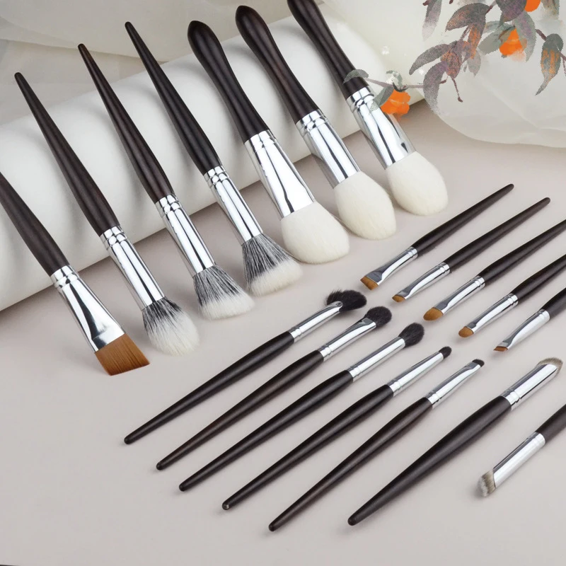 5/19pcs Professional Ebony Handle Natural Hair Makeup Brushes Xgf Goat
