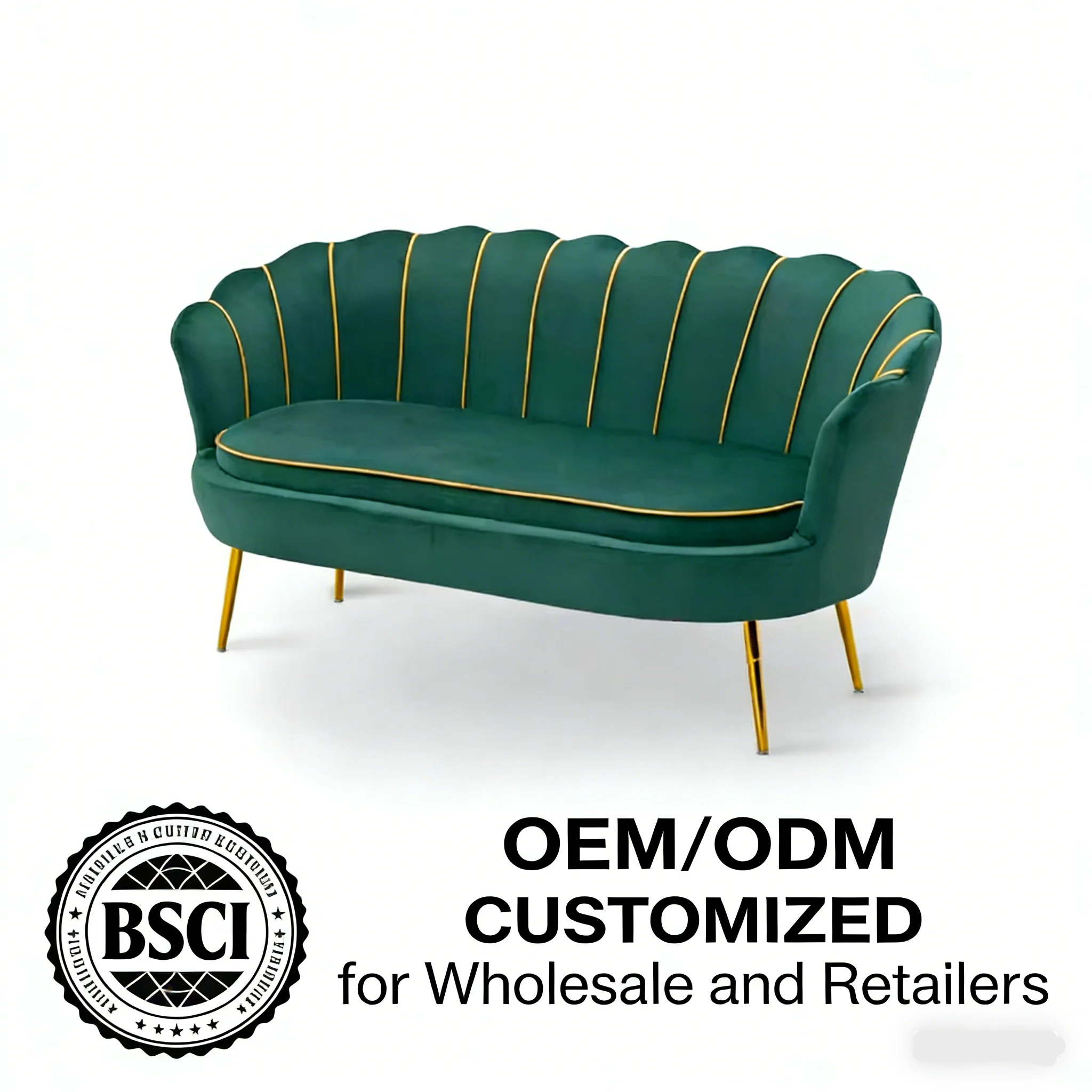 Best-Selling Two-Seater Luxury Living Room Furniture Novel Velvet Metal Leg Sofa Set Lazy Sectional Couch