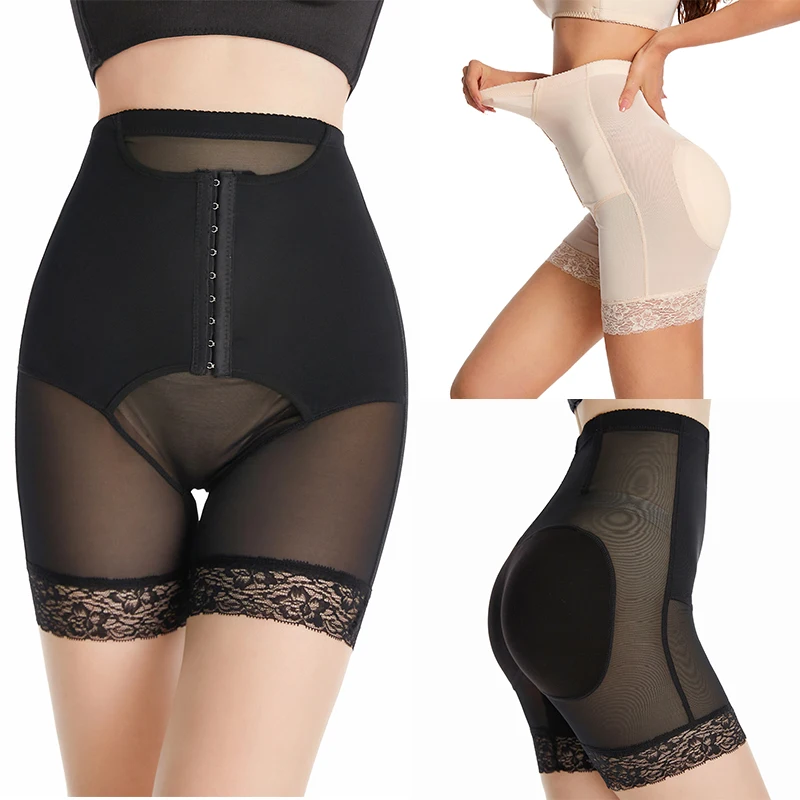 Sexy High Waist Lace Hip Shaper Panty With Padded Panties And Butt