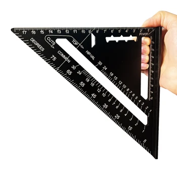 7 Inch Aluminum Alloy Angle Protractor Metric Square Carpenter Measuring Gauging Triangular Ruler