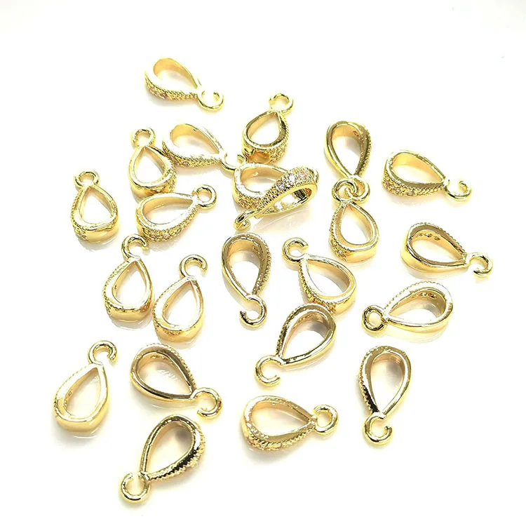 18K Gold Plated CZ Pendant Bail Clasp, Micro Pave CZ Charm Enhancer, Cubic  Zirconia Removable Bail Clasp Jewelry Making Supplies