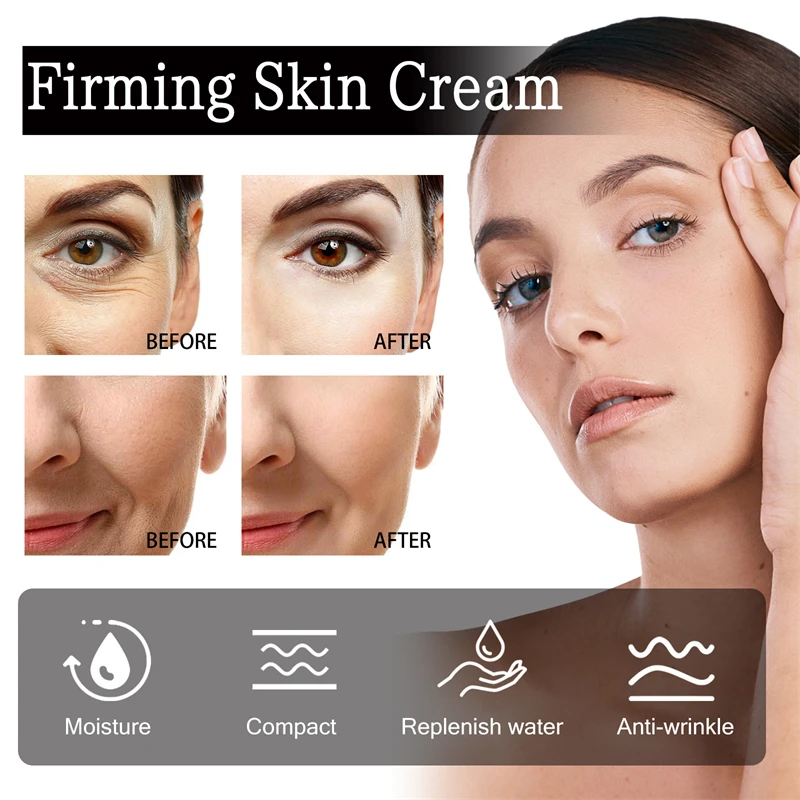 Jaysuing 50ml Firming Skin Cream Interfrontal Stria Eyeprint Nasolabial Fold Neck Lines Improving Face Moisturizing Cream