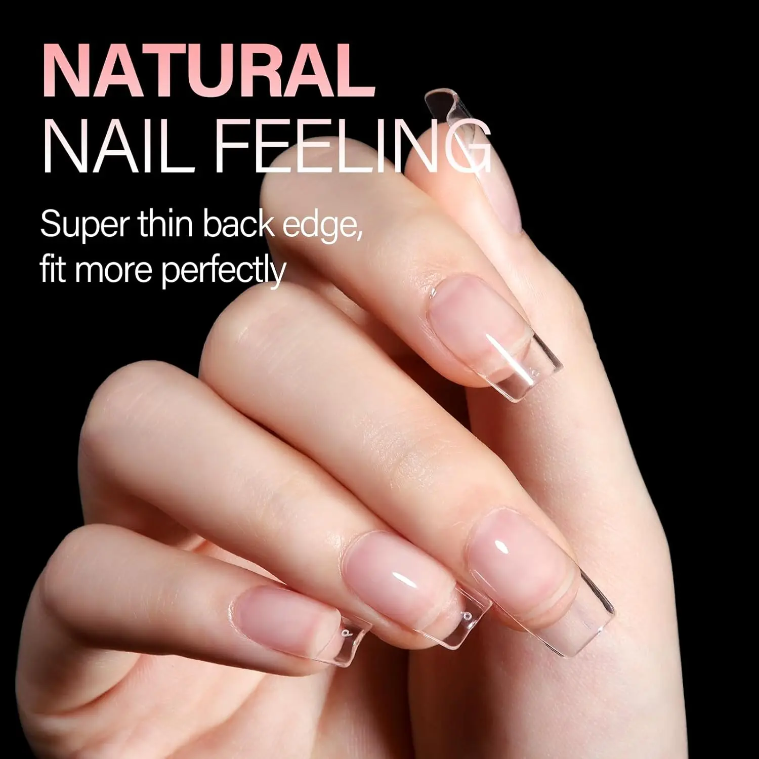 240PCS Pre-Filed Artificial Fingernails Short Square Nail Tips Soft Gel Full Cover Clear Half Matte Acrylic Nail Tips 12 Sizes