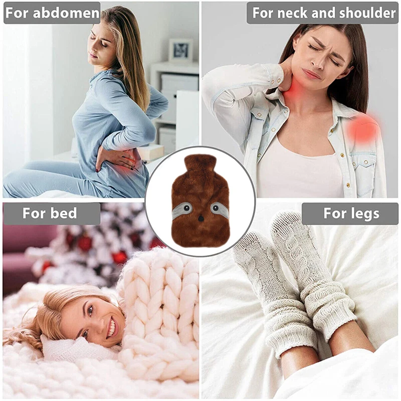 removable cute cartoon plush cover for water- filling hot water heating bag manufacturer hot water bottle 2000ml for kids