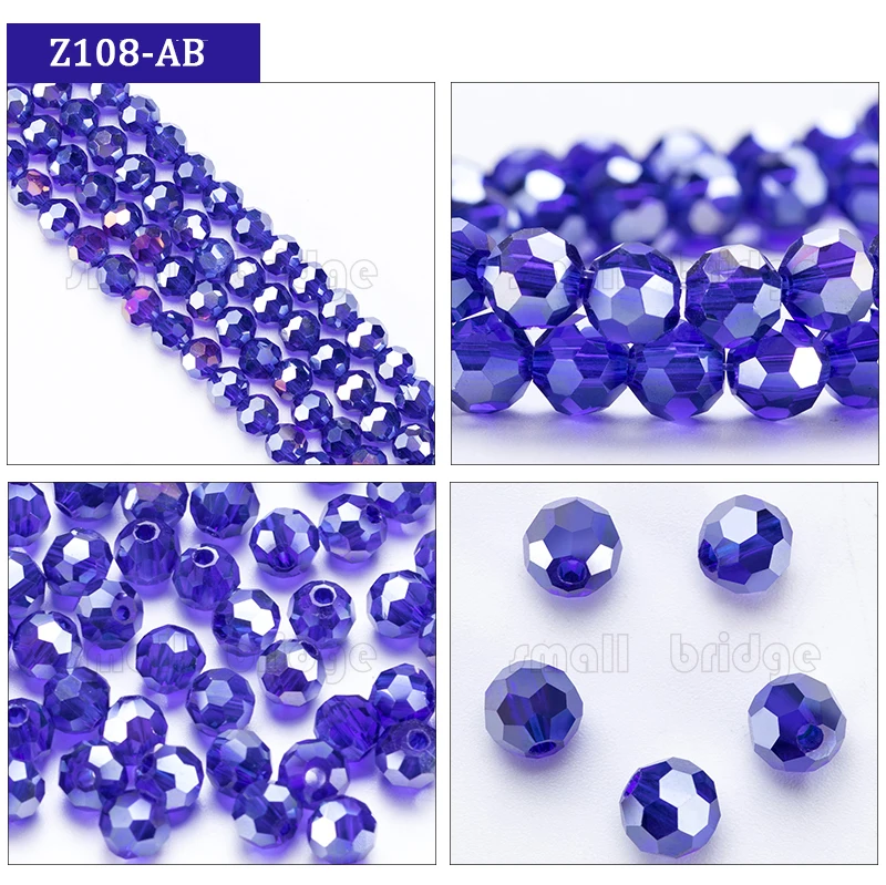 Factory direct 3 4 6 8mm Round Spacer Glass Beads With Holes Jewelry Accessories For Necklace Earring supplier