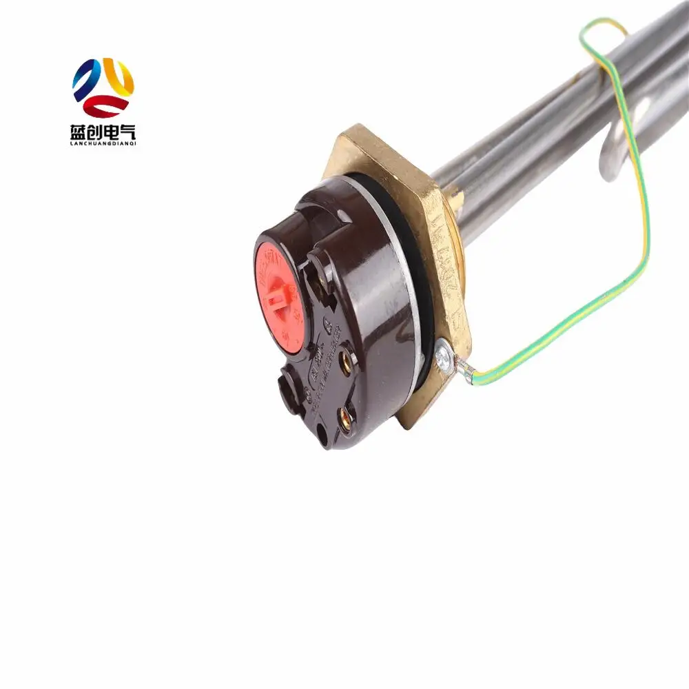 Factory Made Customize 12v 24v Brass Electric Heating element With Thermostat for Solar Water Heater