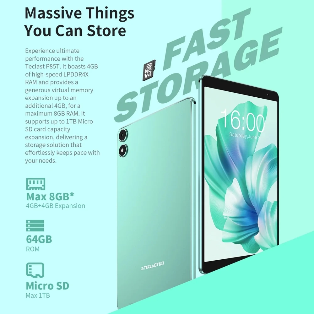 Teclast P85T Android14 Tablet 4+6GB ブルー P85T Tablet