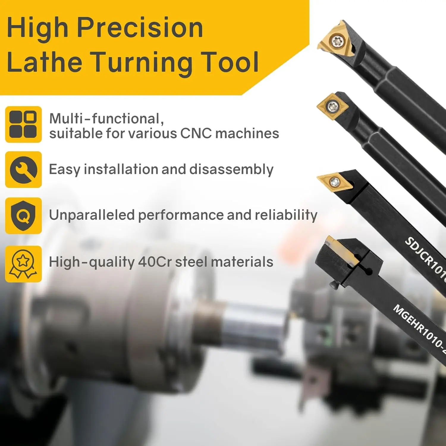 CNC Lathe Cutting Indexable Tools Turning Tool Holders Set Carbide Inserts with Box Seven Pieces Set