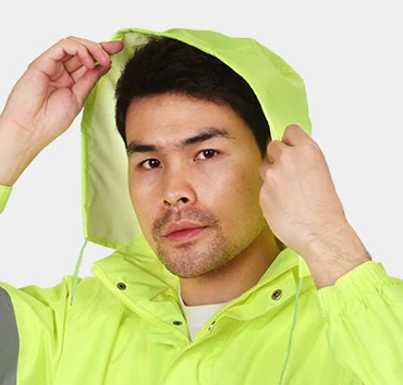 Wholesale Custom Safety Jackets Reflective Fluorescent Green Rainsuit Coat Printing Men Waterproof W