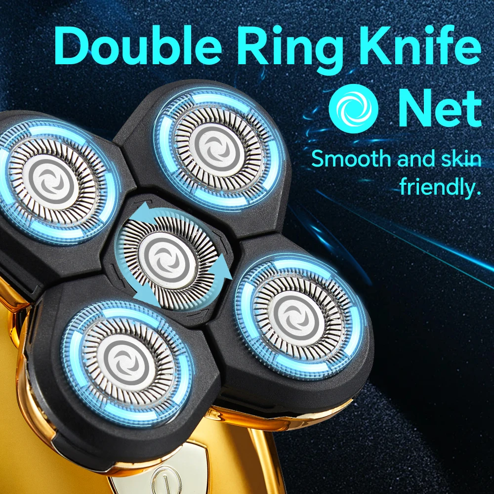 USB Stainless Steel Five-Blade Digital Display Body Hair Trimmer for Household RV Use Beard Trimmer Rotary Electric Shaver supplier