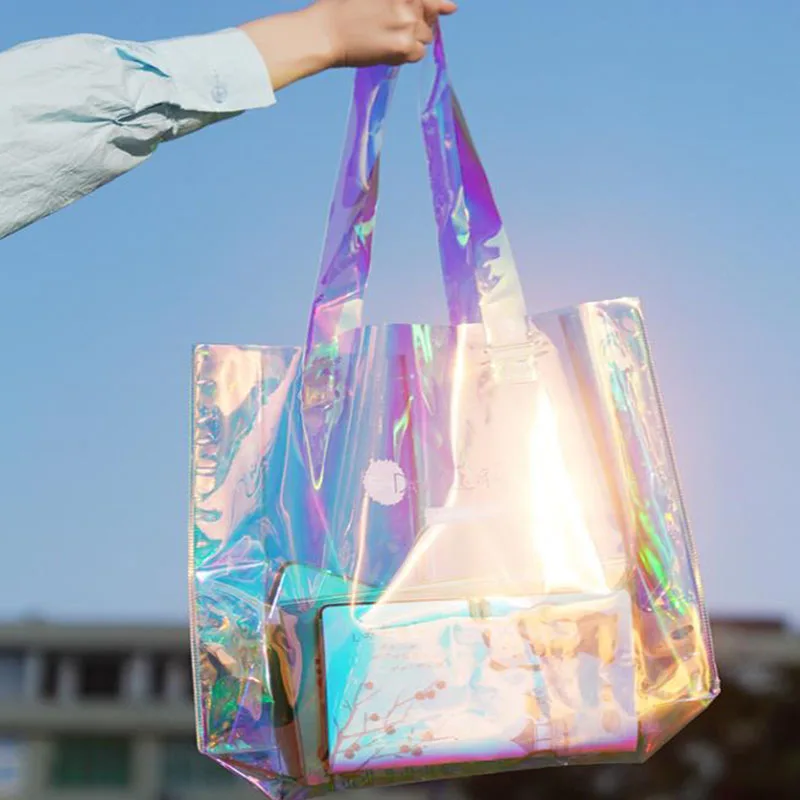 Hologram Pvc Beach Tote Bag 2023 Clear Laser Handbag Transparent ...