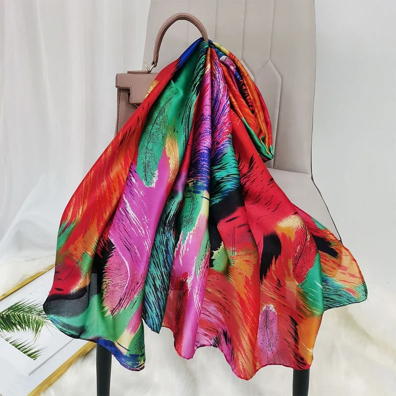 Digital Print Silk Scarf China Square Fashion Ladies Shawls and Scarf Custom Printed Hair Head Women Square Silky Scarves Satin