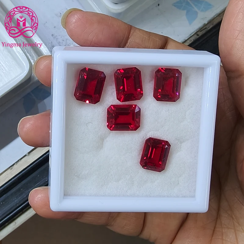 High Quality Lab Created Pigeon Blood Red Ruby Loose Gemstone 5x7mm 6x8mm 7x9mm  Lab Grown Ruby Stones for Fine Jewelry