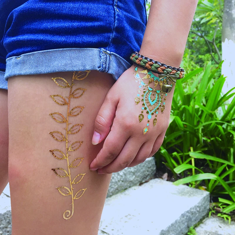 Neon Glow In The Dark Temporary Tattoos Fluorescent Metallic Tattoo  Stickers Luminous Gold Silver Lace Chains Mandala Jewels Temporary Tattoo  Body Art For Women Party Rave Makeup  Temu