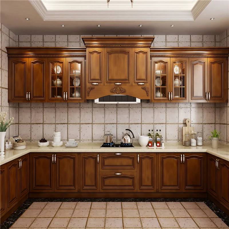 American Style Oak Wood Ready To Assemble Solid Wood Kitchen Cabinet ...